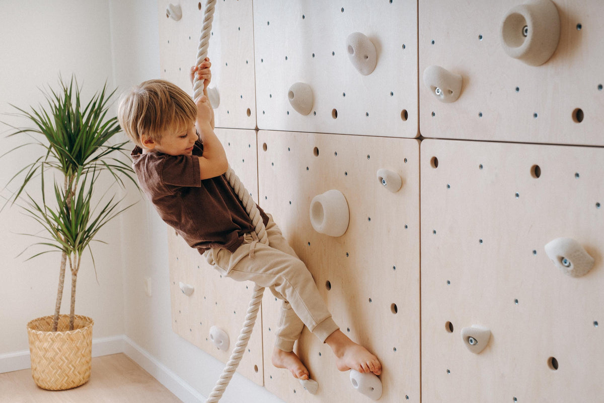 Climbsy climbing wall with a climbing rope