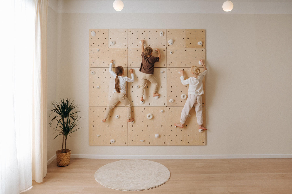 Kids indoor climbing wall mounted on a wall
