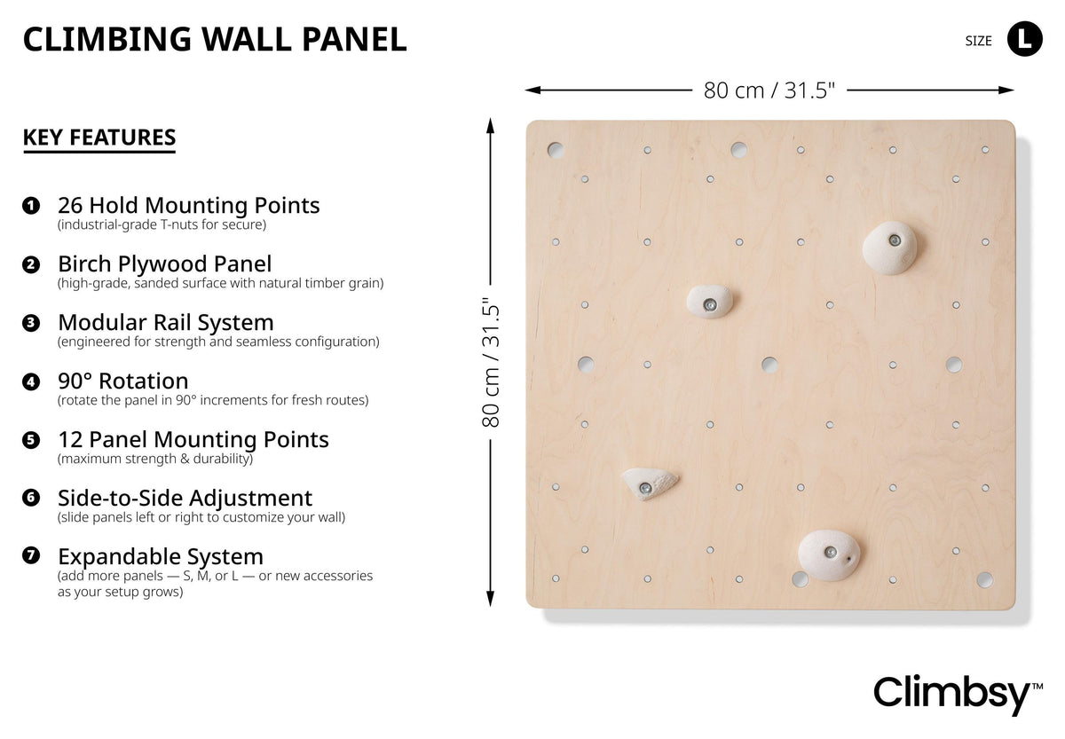 Climbsy L size climbing wall panel 80 x 80 cm